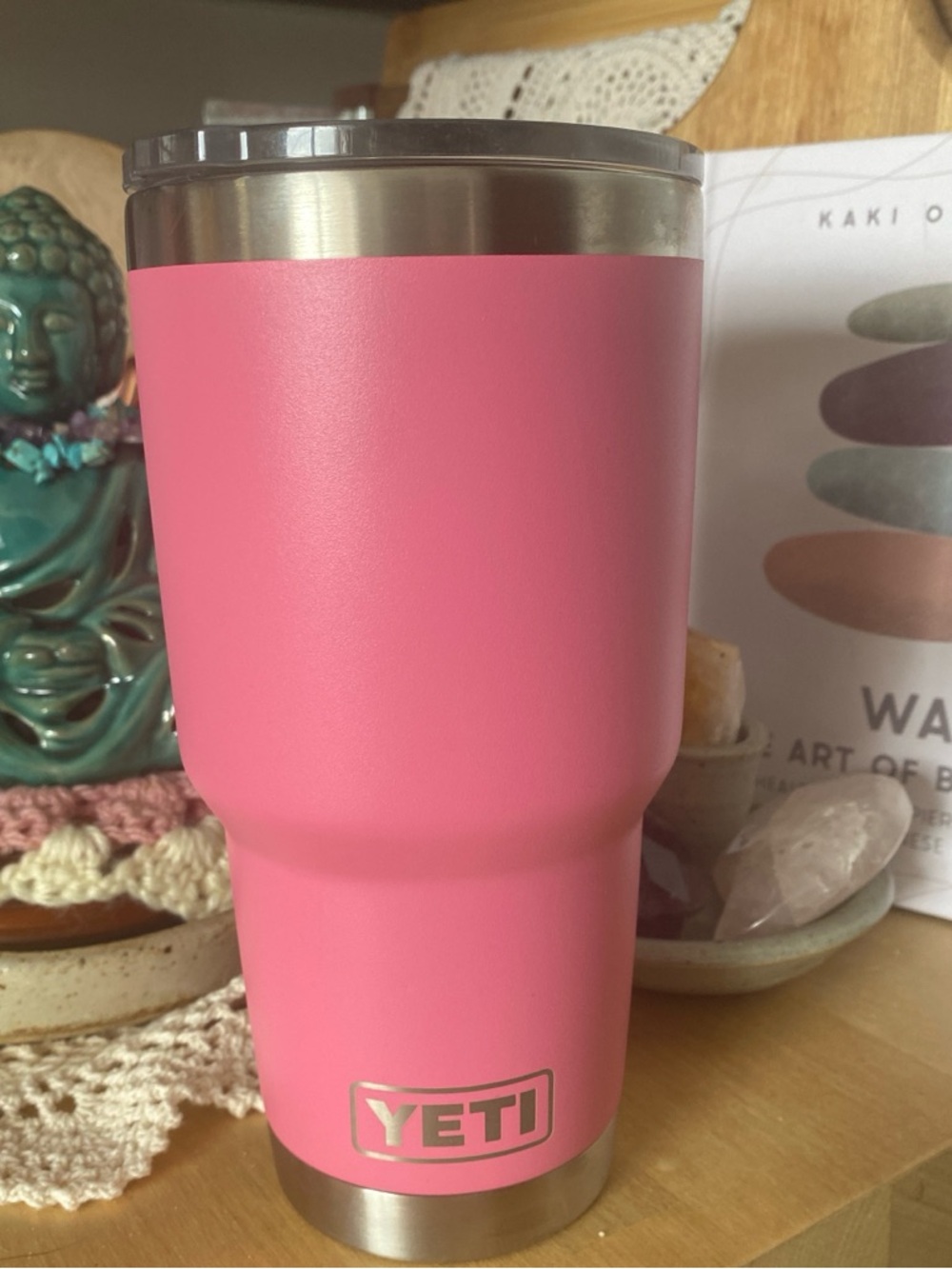 Yeti Pink Insulated Stainless Steel Tumbler with Clear Lid